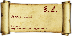 Broda Lili névjegykártya